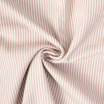 Tissu Jean Denim Coton rayé Blanc sur fond Beige