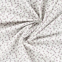 Tissu Popeline de Coton Petites fleurs lilas sur fond Blanc