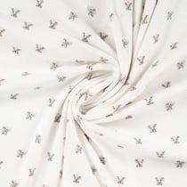 Tissu Jersey Coton côtelé Petits éléphants sur fond Blanc cassé