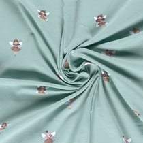 Tissu Jersey Coton imprimé Petites fées sur fond Bleu ciel
