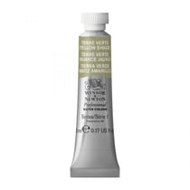 Tube de 5 ml - Peinture aquarelle Winsor & Newton - terre verte (nuance jaune) n°638 - Extra fine - Transparent