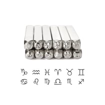 Lot de 12 tampons Impress Art - Poinçons en métal pour estampage de bijoux - Horoscope