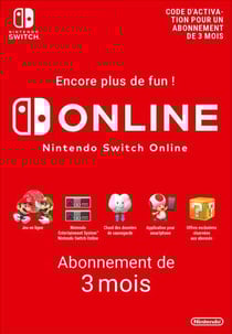 Code de téléchargement Nintendo Switch Online - abonnement 3 mois
