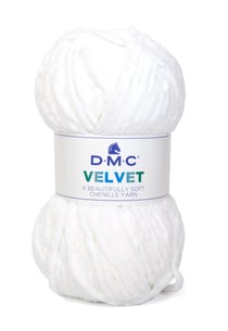 Pelote de fil à tricoter 100% polyester - DMC - Velvet - Blanc 002