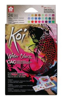 Sakura - Coffret de 24 demi-godets aquarelle Koi - Métalliques et fluo