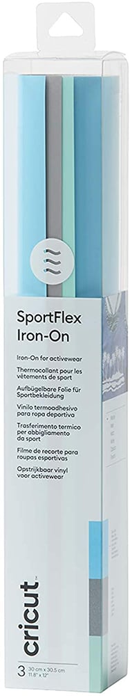 Lot de 3 thermocollants Cricut - SportFlex Iron-On - Bleu - 30 x 30,5 cm