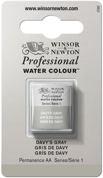 1/2 godet - Peinture aquarelle Winsor & Newton - Gris Davy n°217 - Extra fine - Semi-opaque