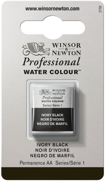 1/2 godet - Peinture aquarelle Winsor & Newton - Noir d'ivoire n°331 - Extra fine - Opaque