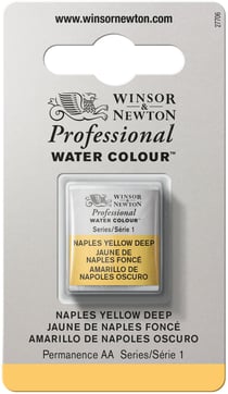 1/2 godet - Peinture aquarelle Winsor & Newton - Jaune de Naples profond n°425 - Extra fine - Opaque