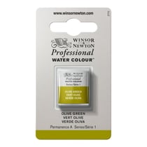 1/2 godet - Peinture aquarelle Winsor & Newton - Vert olive n°447 - Extra fine - Transparent