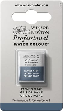 1/2 godet - Peinture aquarelle Winsor & Newton - Gris de Payne n°465 - Extra fine - Semi-opaque