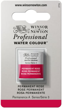 1/2 godet - Peinture aquarelle Winsor & Newton - Rose permanent n°502 - Extra fine - Transparent