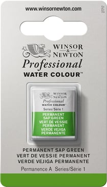 1/2 godet - Peinture aquarelle Winsor & Newton - Vert de vessie permanent n°503 - Extra fine - Transparent