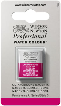 1/2 godet - Peinture aquarelle Winsor & Newton - Magenta Quinacridone n°545 - Extra fine - Transparent