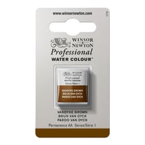 1/2 godet - Peinture aquarelle Winsor & Newton - Marron Van Dyck n°676 - Extra fine - Semi-transparent
