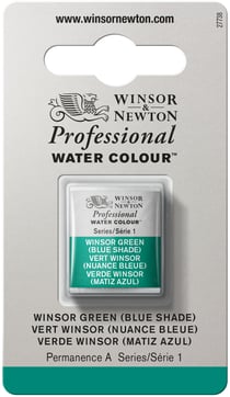 1/2 godet - Peinture aquarelle Winsor & Newton - Vert Winsor (ombre bleue) n°719 - Extra fine - Transparent