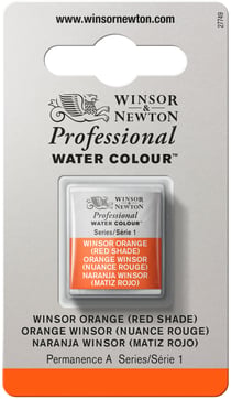 1/2 godet - Peinture aquarelle Winsor & Newton - Orange Winsor (nuance rouge) n°723 - Extra fine - Semi-opaque