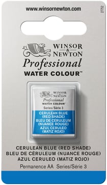 1/2 godet - Peinture aquarelle Winsor & Newton - Bleu de Céruléum (nuance rouge) n°140 - Extra fine - Opaque