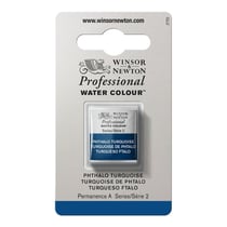 1/2 godet - Peinture aquarelle Winsor & Newton - Turquoise de phtalo n°526 - Extra fine - Transparent