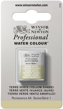 1/2 godet - Peinture aquarelle Winsor & Newton - terre verte (nuance jaune) n°638 - Extra fine - Transparent
