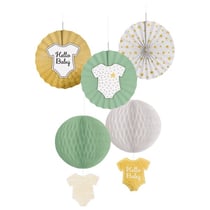Décoration à suspendre x 5 - Hello Baby - Amscan