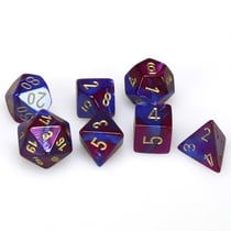 7 dés pour JDR Chessex - Gémini - Bleu-violet et or