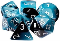 7 dés pour JDR Chessex - Gémini - Noir, nacré et blanc