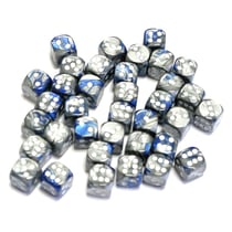 36 dés pour JDR Chessex - Gémini - Bleu, acier et blanc