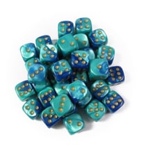 36 dés pour JDR Chessex - Gémini - Bleu, sarcelle et or