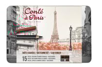 Boîte en métal Esquisse 15 crayons de couleurs et carrés esquisse + accessoires - Conté à Paris - Sanguine, sépia, bistre, blanc