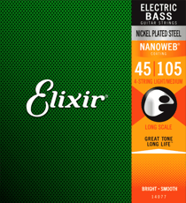 Elixir Bass Nanoweb Light Medium 14077 - Cordes en nickel pour guitare basse - 45-105