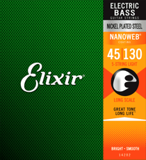 Elixir Bass Nanoweb Light 14202 - Cordes en acier nickelé pour guitare basse 5 cordes - 45-130