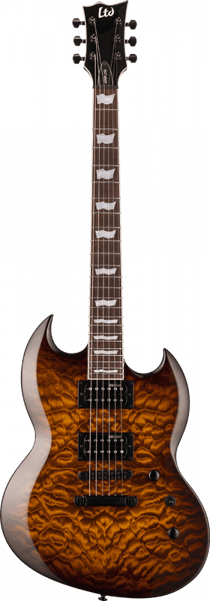 Ltd Viper-256 QM - Guitare électrique - Type SG - Dark Brown Sunburst