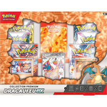 Coffret Pokémon - Collection Premium Dracaufeu ex - 6 boosters + 2 cartes brillantes + 1 carte promo + 65 protège-cartes