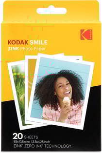 Pack de 20 feuilles de papier photo instantané Kodak Smile +