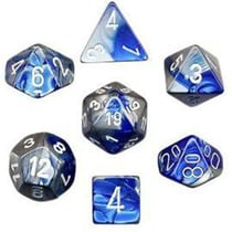 7 dés pour JDR Chessex - Gémini - Bleu-acier et blanc