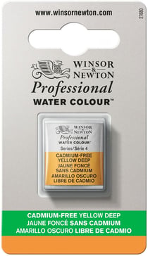1/2 godet - Peinture aquarelle Winsor & Newton - Jaune foncé sans Cadmium n°891 - Extra fine - Opaque