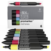 Winsor & Newton ProMarker Mid Tones - Marqueur double pointe - permanent - pack de 6