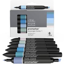 Lot de 6 marqueurs à double pointe ProMarker Winsor & Newton - Tons de ciel 1