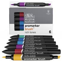 Lot de 6 marqueurs alcool BrushMarker - Winsor & Newton - Tons riches