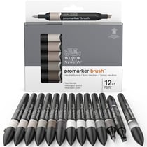 Lot de 12 marqueurs alcool BrushMarker - Winsor & Newton - Tons gris