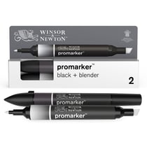 Lot de 2 marqueurs alcool Promarker noir + blender - Winsor & Newton