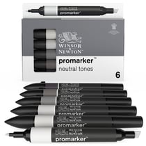 Lot de 6 marqueurs à double pointe ProMarker Winsor & Newton - Tons neutres