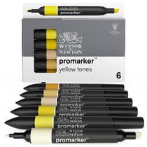 Lot de 6 marqueurs à double pointe ProMarker Winsor & Newton - Tons jaunes