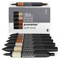 Lot de 6 marqueurs double pointe - tons Terre - ProMarker - large/fin - Winsor & Newton