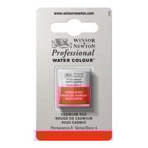 1/2 godet - Peinture aquarelle Winsor & Newton - Rouge de Cadmium n°094 - Extra fine - Opaque