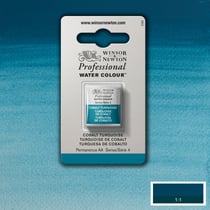 1/2 godet - Peinture aquarelle Winsor & Newton - Turquoise Cobalt n°190 - Extra fine - Semi-opaque