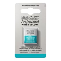 1/2 godet - Peinture aquarelle Winsor & Newton - Turquoise Cobalt clair n°191 - Extra fine - Semi-opaque