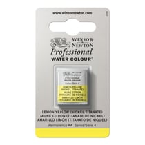 1/2 godet - Peinture aquarelle Winsor & Newton - Jaune citron n°347 - Extra fine - Opaque