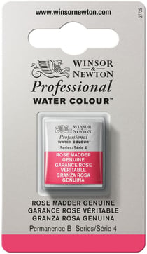 1/2 godet - Peinture aquarelle Winsor & Newton - Rose de Garance authentique n°587 - Extra fine - Transparent
